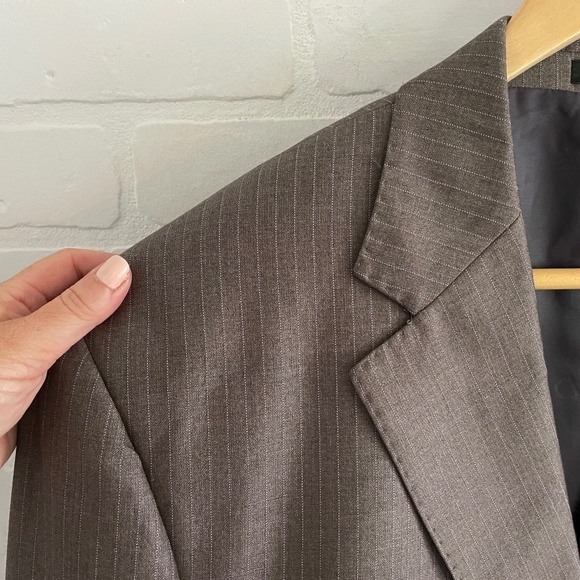 Dolce&Gabbana Men’s Blazer Pinstripe 2 buttons Wool Silk Gray Taupe Sz 58 - Picture 5 of 12